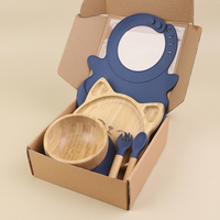 Nouveauté 2025 : Assiettes Bébé en Bambou Forme Animale, Bavoir en Silicone, Set Vaisselle pour Enfants
