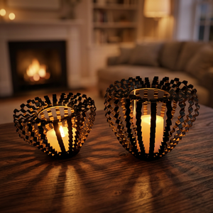 Ensemble de porte-bougies géométriques en acier, lanternes en métal noir pour la décoration de la maison, design résistant à la chaleur - Product Image 2