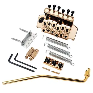 6 String Double Roll Tailpiece Saddle SystemトレモロギターブリッジElectric Guitar Stringed Instrument Accessories、Gold