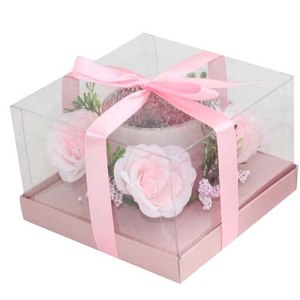 Candela in Vetro Rosa con Fiori, Elegante Decorazione da Tavola per Feste - Product Image 2