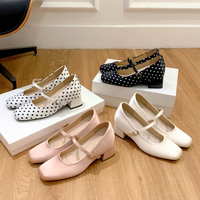 Vintage Damen Mary Janes mit Polka Dots, eckiger Zehenpartie und Blockabsatz – Elegante Büro- und Freizeitschuhe, OEM/ODM-Unterstützung