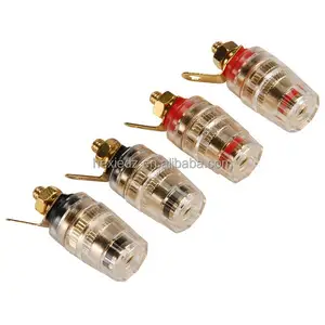 Correia de plástico transparente, 4mm banana plug de cobre puro 5 vias para amplificador, terminal conector do alto-falante