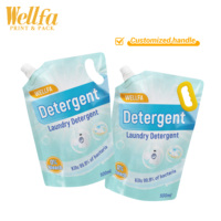 Sachets Doypack personnalisés imprimés de 500 ml et 1 L pour recharge de shampoing et savon, emballages souples à poignée pour liquides, pochettes à bec verseur pour lessive