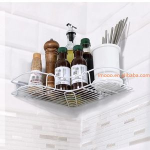Estante de esquina de Metal para cocina y baño, estante de hierro forjado montado en la pared, sin perforaciones, con pegatina, precio de fábrica - Product Image 2