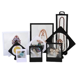 FSD 3D floating frame necklace ring bracelet pendant clear plastic jewelry display box plastic suspension frame gem box