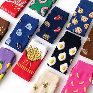 2025 Cool Food frites Hip Hop Crew <span class=keywords><strong>chaussettes</strong></span> drôle heureux rue <span class=keywords><strong>chaussettes</strong></span> hommes Harajuku Skateboard personnalité tendance <span class=keywords><strong>chaussettes</strong></span> - Product Image 4