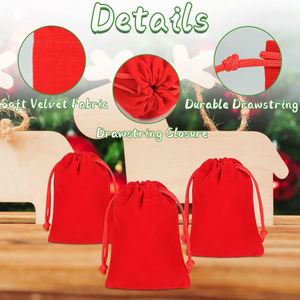 Pochettes en velours rouge personnalisées avec logo, petits sacs à cordon pour bijoux, emballage cadeau pour colliers et boucles d'oreilles - Product Image 6