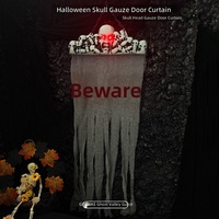 Décoration lumineuse 3D en plastique pour Halloween, motif crâne et lettres, rideau de porte intérieur pour adultes, style chiffon, pour maison hantée, escape room, bar