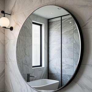 Half-Moon Semi-circular Minimalist Frameless: Grey, <b>Silver</b>, Blue & Dark Blue <b>Mirrors</b>,Tinted Colored Glass, Colored <b>Mirror</b> Sheets - Product Image 1