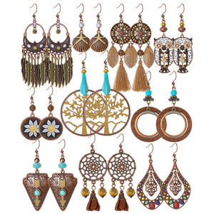 Bohemian Feather Drop <b>Earrings</b> Alloy Antique Bronze Plated Women's Fashion Jewelry Daily Wear <b>Holiday</b> Style - Product Image 5