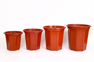 Pot de fleurs en plastique PP moulé par injection, durable, pour pépinière, jardin, intérieur/extérieur, couleur rouge/blanc, vente en gros d'usine - Product Image 3