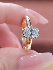 Bague <span class=keywords><strong>Solitaire</strong></span> Personnalisée en Or 14K avec Diamant de Laboratoire VVS Certifié IGI HPHT CVD 1CT, Bijou Fin, Bague de Fiançailles Ovale pour Femme - Product Image 1
