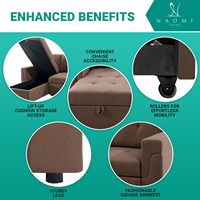 Winforce Vente en gros Canapé-lit en tissu de lin noir Cama avec rangement Canapé-lit d'angle convertible Meubles avec charge USB