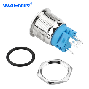 19mm hoher flacher Metall-Druckknopf schalter mit grüner LED-Autosc halter taste Wasserdichter IP65 5A 12V-Knopfsc halter - Product Image 3