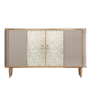 ตู้ไซด์บอร์ดหินอ่อนหลายขนาด, ตู้บุฟเฟ่ต์ลายเปลือกหอยทันสมัยพร้อมขาสีทอง, ตู้เก็บของสำหรับห้องนั่งเล่น - Product Image 5