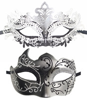 Masque de mascarade pour couple, masque pour les yeux en plumes, ensemble pour fête, bal, masque facial, costume de reine, accessoire de cosplay, décoration de carnaval, Mardi Gras