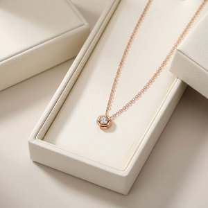 High Quality Wholesale Minimalist Fine Necklace Jewelry Manufacturer Export 18K Solid Gold Real Natural Diamond Pendant Necklace - Product Image 6