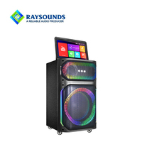 Altavoz Portátil con Pantalla Grande RAYSOUNDS, Máquina de Karaoke con Gabinete de Madera y Super Bajos para Eventos y Fiestas al Aire Libre