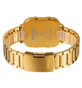 Tùy Chỉnh Skmei Thiết Kế <span class=keywords><strong>3D</strong></span> <span class=keywords><strong>Pedometer</strong></span> Vàng Người Đàn Ông 1.69 Inch Thép Không Gỉ Hình Chữ Nhật Cổ Điển Kinh Doanh Đồng Hồ Đeo Tay Kỹ Thuật Số Đồng Hồ - Product Image 4