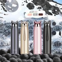 Madou Cute Cat & Fox Ear Bouteille thermos en acier inoxydable Portable Outdoor Vacuum Flask for Coffee Tea & Water for Back to School