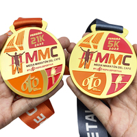 Die Cast Logo Award Médaille de boxe sportive personnalisée en métal avec rubans
