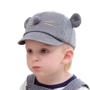 顶级流行男婴棒球帽可爱小猫耳朵顶峰新生儿婴儿帽