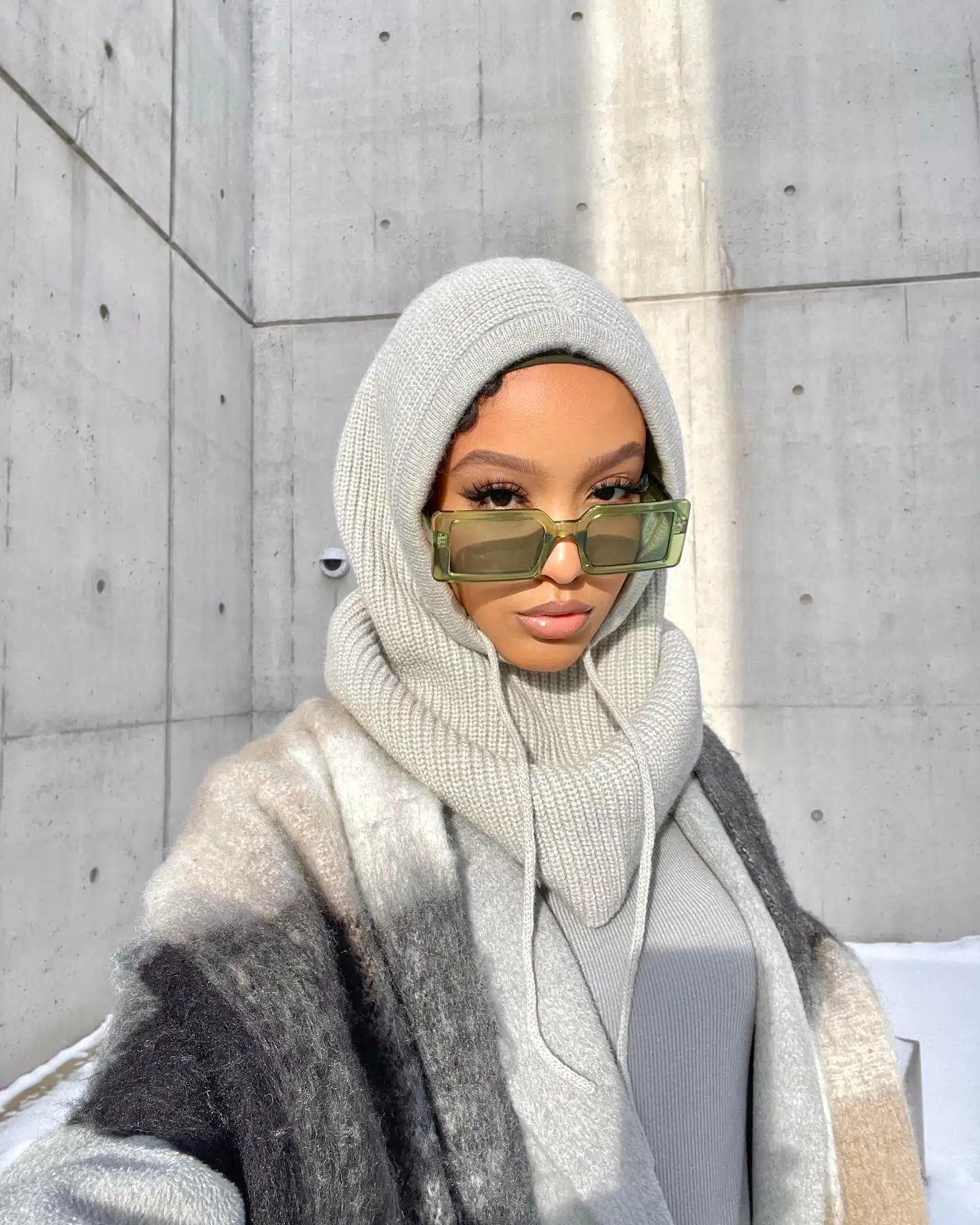 Warmer Winter gestrickt wind dicht Fleece Instant Baumwolle Kerudung Jersey Jilbab muslimischen Hijab Cap Schal Sturmhaube Hoodie benutzer definierte Mütze