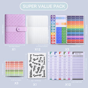 Organiseur de budget de luxe A6 en cuir PU motif tressé avec 6 anneaux et enveloppes pour argent liquide pour l'organisation des dépenses quotidiennes - Product Image 2