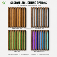 Panneau mural acoustique en bois à lattes avec LED ambre intégrées, 12V/24V, ignifuge et insonorisant, pour showroom, KTV, club, intérieur
