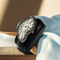 Nouvelle Montre-bracelet de Luxe Vintage pour Homme, en Cuir Véritable, Étanche, Forme Irrégulière, Or Fondant, Style Dali Paris