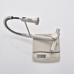 Stainless Steel Kitchen Faucet Wall Mounted 2 Handle Flexible Hose Ceramic Valve Modern Design - Product Image 1