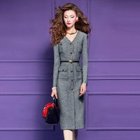 Robe de maternité vintage professionnelle sur mesure FMY Factory pour femmes, robe midi amincissante de luxe légère et haut de gamme à col en V 66396
