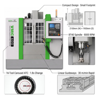 Centre d'usinage vertical VMC600, fraiseuse CNC 3 axes, déplacement 500x350x450mm, BT40, 8000 tr/min, ATC 16 outils pour moules et pièces automobiles