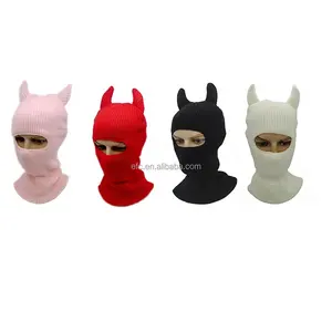 Penutup Wajah Balaclava 1 Lubang, Masker Ski dengan Tanduk 1 Lubang Balaclava Unisex, Beanie Olahraga Luar Ruangan Pesta Cosplay