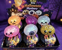 Boîte Mystère de Jouets Squishy Halloween en Forme de Boulette de Cristal, à Remontée Lente, Anti-Stress, Cadeau pour Enfants et Adultes, avec Design Pailleté Fantôme, Citrouille et Yeux