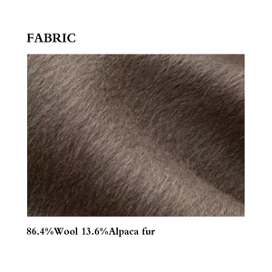 Gran oferta, abrigo largo de invierno informal para mujer, abrigo de cierre de Cinturón de piel de alpaca Suri de lana teñida lisa - Product Image 3