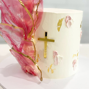 Joyeux Noël noir or acrylique <span class=keywords><strong>croix</strong></span> pour baptême eucharistie coffre-fort fête bijoux décorations pour gâteau décoration fournitures - Product Image 3
