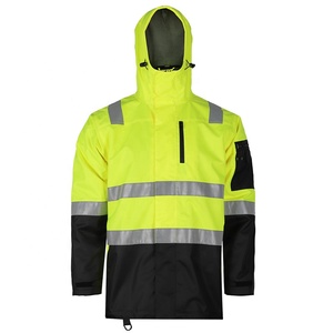 Overol de <span class=keywords><strong>Trabajo</strong></span> para Hombre en Verde Neón y Naranja, Chaqueta de Seguridad de Alta Visibilidad con Capucha Reflectante, Ropa de <span class=keywords><strong>Trabajo</strong></span> Impermeable de Nailon para Comercio Exterior - Product Image 2