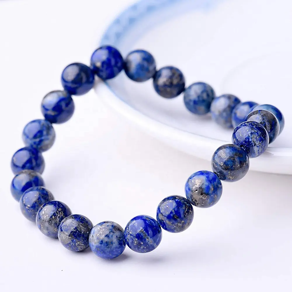 Natuurlijke 8Mm Lapis Lazuli Helende Energie Edelsteen Kralen Elastische Kraal Steen Armband Mannen Vrouwen