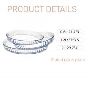 Vente en gros de plat de cuisson pour pizza gâteau en verre plat à <span class=keywords><strong>tarte</strong></span> porte-tartes cannelures plateau allant au four passe au lave-vaisselle écologique - Product Image 2
