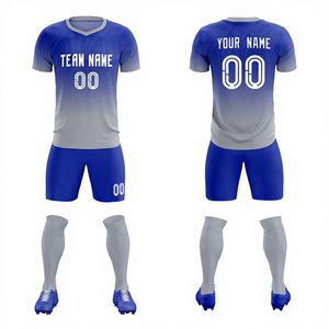 Uniformes de Fútbol Personalizados de Alta Calidad, Impresos por Transferencia de Calor, Transpirables, de Secado Rápido, Cuello Redondo, Manga Corta, para Adultos - Product Image 1