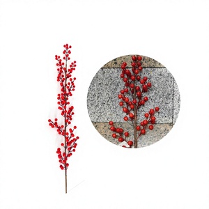 Frutti Rossi Artificiali a Sei Punte in Plastica Fatti a Mano, 12 Pezzi per Confezione, Decorazione per la Casa - Product Image 1