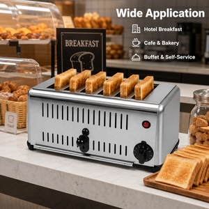 Tostadora Eléctrica Comercial de Acero Inoxidable 220V, Tostadora Multi-Ranura de 4/6 Rebanadas para Hotel, Buffet, Cafetería, Restaurante, Cocina - Product Image 5