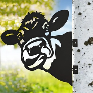 Adornos de jardín de acero oxidado para exteriores, de gran tamaño, con diseños de ciervos, siete delfines, niña oxidada de Halloween, bicicleta, pájaros y ovejas, para paredes - Product Image 3