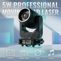 Luz Láser Profesional RGB de 5W con Cabezal Móvil, Anillo Halo LED, Proyector de Animación de 20kpps, DMX512 ILDA para Escenarios, Discotecas, Clubes, DJ