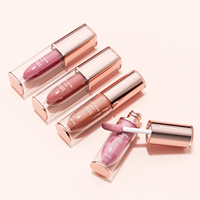 Tubes de gloss à lèvres personnalisés de 4,5 ml, contenants de rouge à lèvres en plastique écologiques avec un grand applicateur, emballage rose et blanc