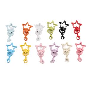 Porte-clés rotatif en métal fait main, motif étoile à cinq branches et macaron, avec bouton homard, style dessin animé, pour bijoux DIY, Yiwu 2026 - Product Image 1