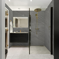 Panneaux muraux en PVC pour salle de bain, à coller, système de clic simple, étanches, design réaliste imitation marbre, vente en gros pour usage commercial