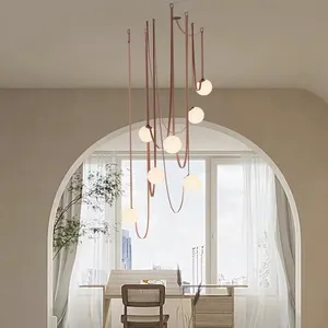 Silent Wind Leather Long Line Chandelier Personality Minimalist Chandelier