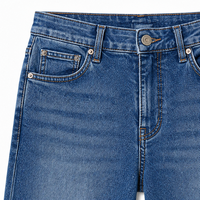 Pantalon évasé en denim stretch de coton personnalisé pour femme – Confort flexible, durable, délavage vintage, taille haute, coupe slim, style urbain polyvalent, idéal pour les festivals
